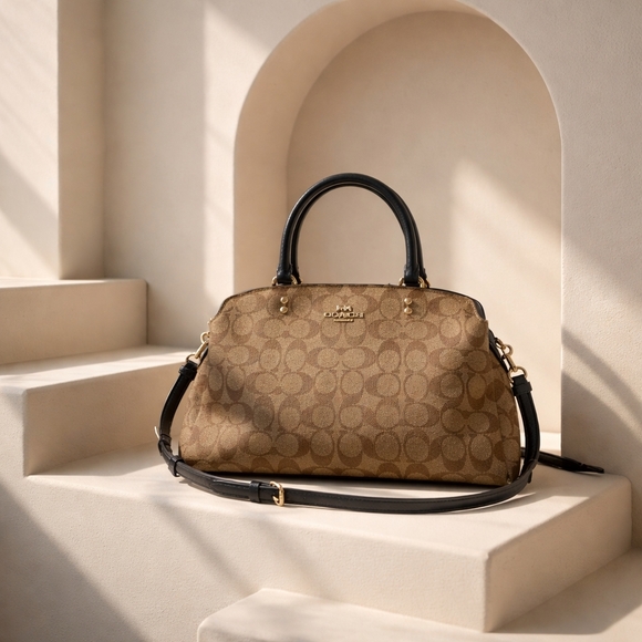 Vintage Coach Lillie Signature Carryall In Signatue Canvas Gold Tone Hardware - Picture 2 of 16